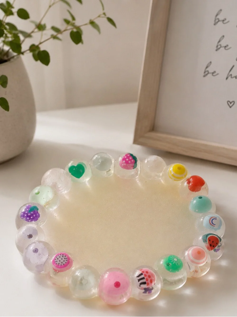 Personalized Glitter Pink Kids Name Bracelet - Pink Bead Accent